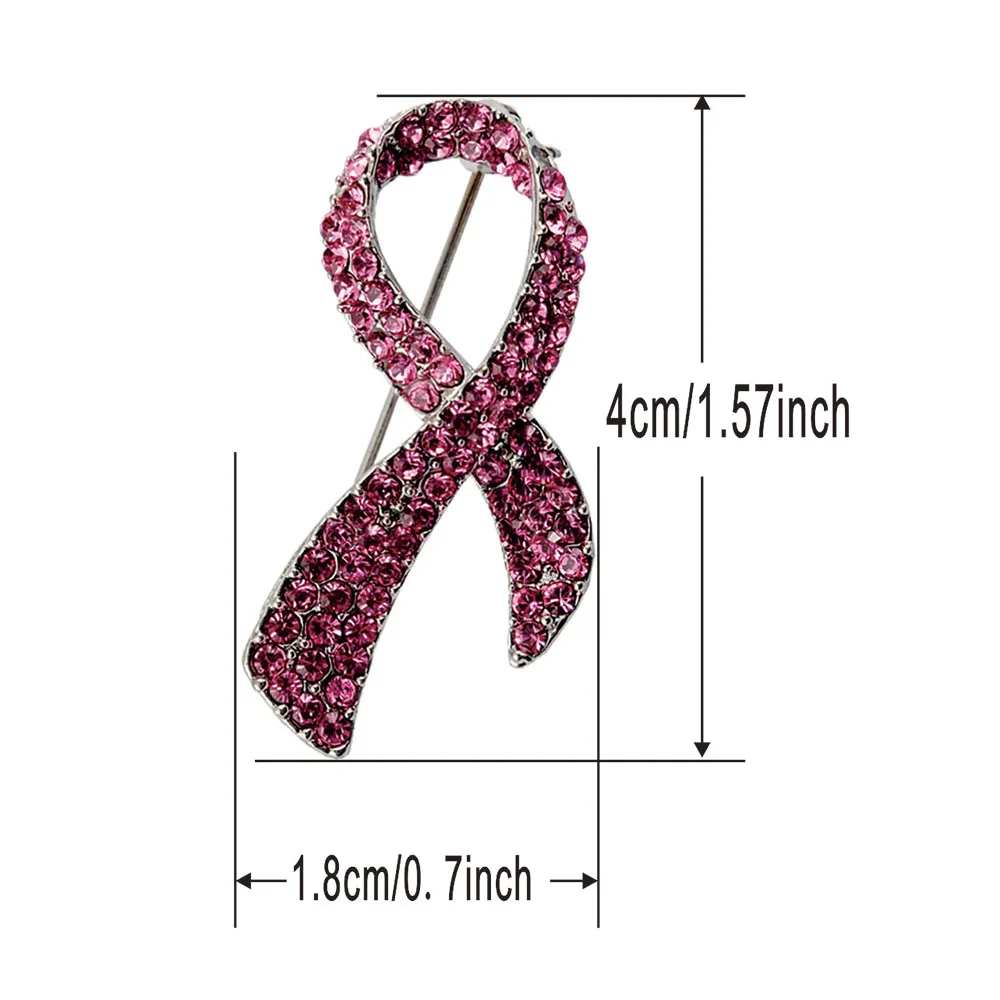 Pink Ribbon Brooch for Women Cubic Zirconia AIDS Awareness Fashion Jewelry Gift Wholesale Hot Pin