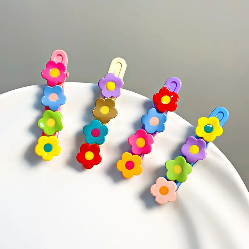 

Маленькие заколки для волос с цветочным принтом в стиле сладкого дофамина — милые свежие заколки для девочек-подростков и челка с боковой челкой