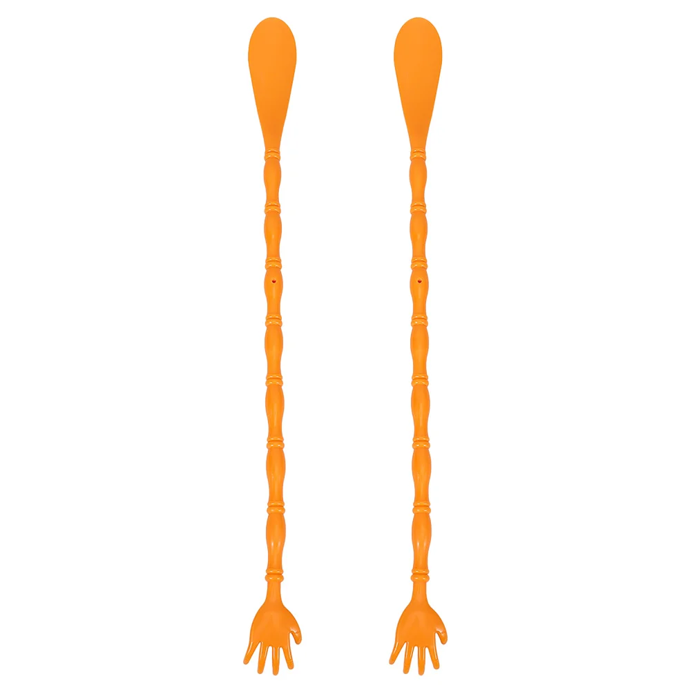 

2Pcs Long Back Scratcher Stick Shoe Helper Dual-Purpose Plastic Hand Shaped Scratcher with Extended Reach for Itching Relief and