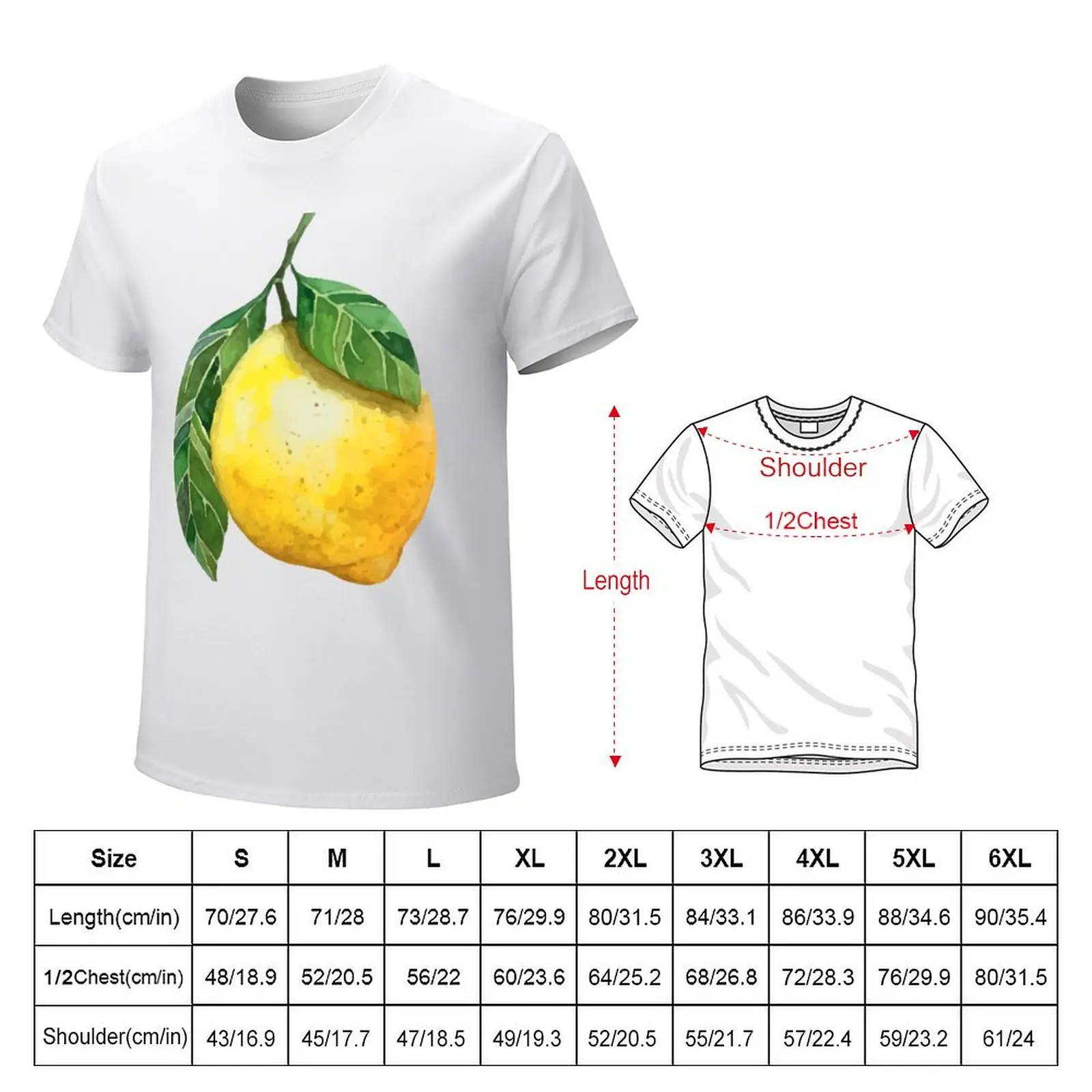 Watercolor Lemons Pattern T-Shirt shirts graphic tees Short sleeve tee plain white t shirts men