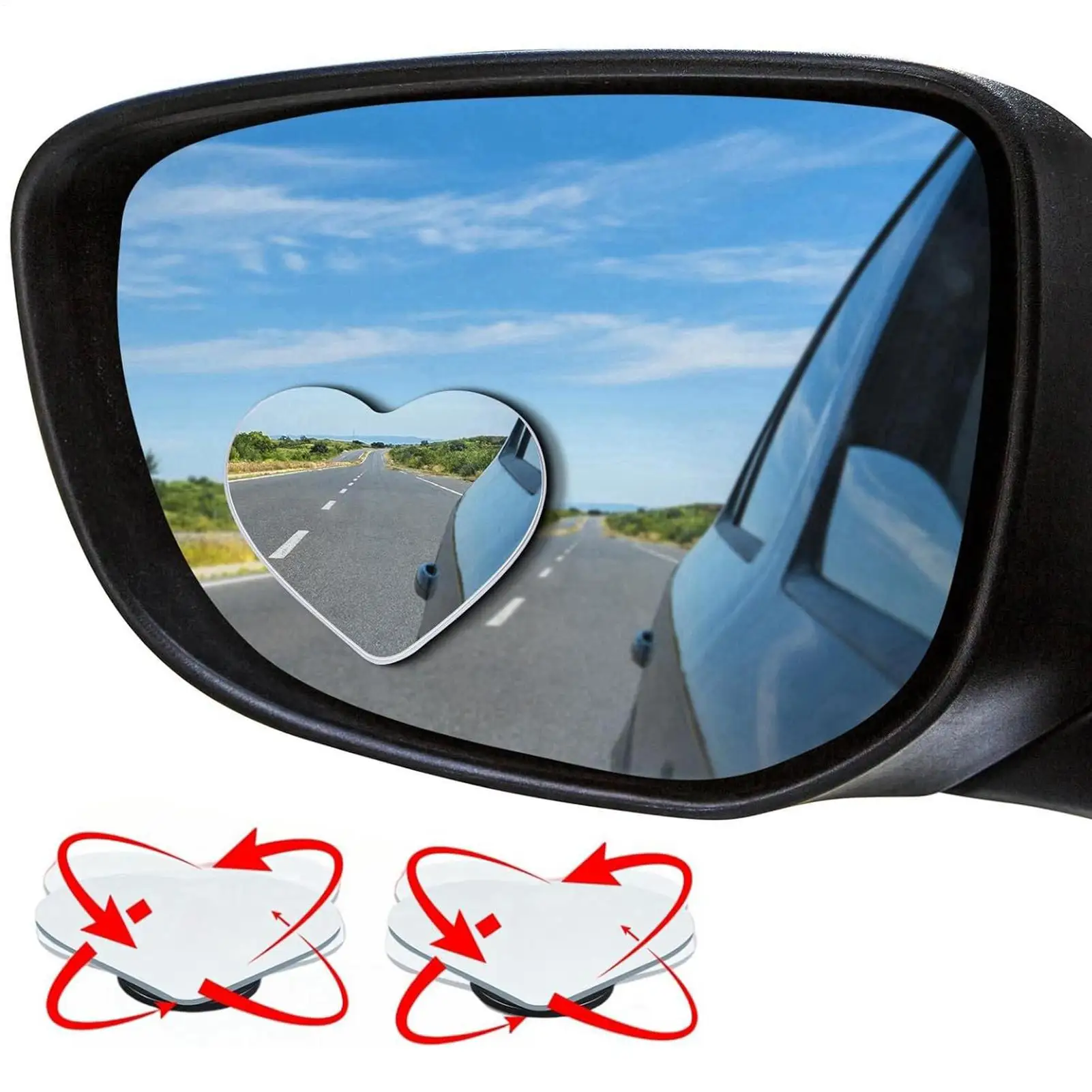 

Blind Spot Mirror 2 Pieces Adjustable Angle Convex Rear View Mirror Heart Shaped Safety Assist Wide Angle Glass Auto Accessories