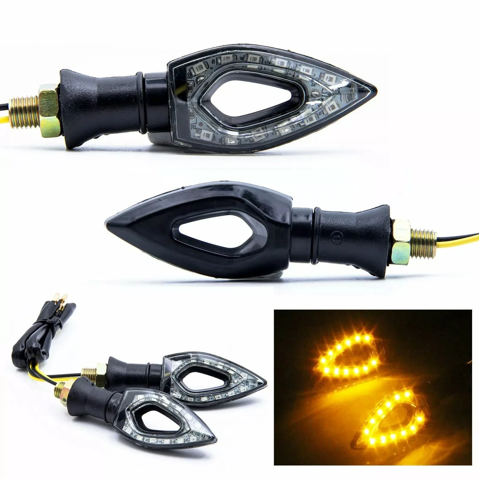 4pcs Motorcycle LED Turn Signal Light Amber Blade Lamp Indicator Blinker Waterproof Universal Flashing Moto Bike Super Bright