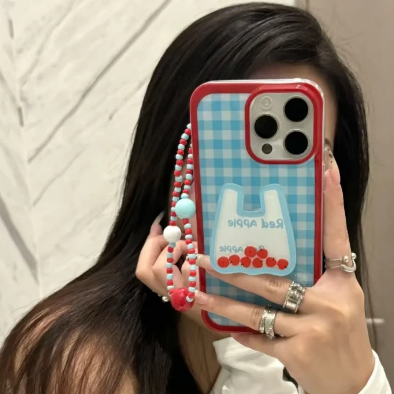 

Корейская милая сумка с изображением зыбучих песков и яблок, кронштейн для iPhone 15 16, универсальный кольцевой держатель для телефона, поддержка телефона Sta