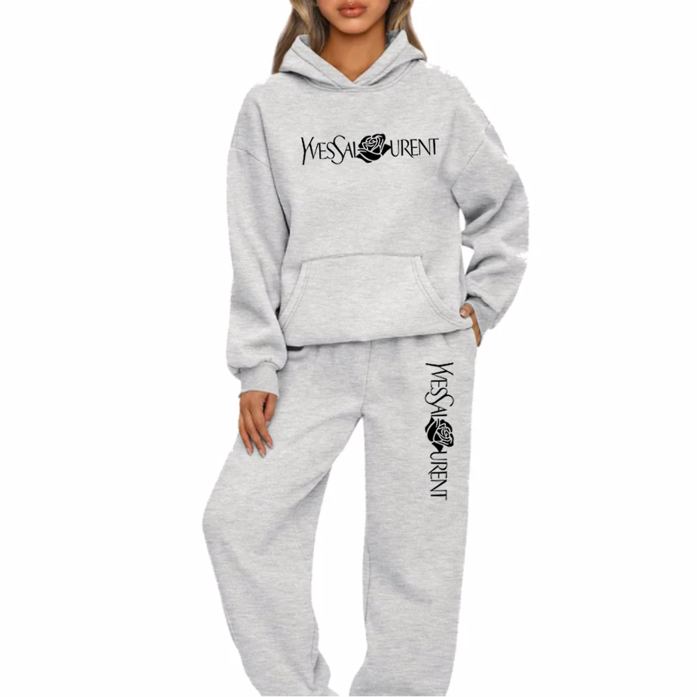 Fashion Women suit Printing Hooded Sweatshirt Suit High Quality Casual Jogging Outfits Clothing Pullover Sport Sets