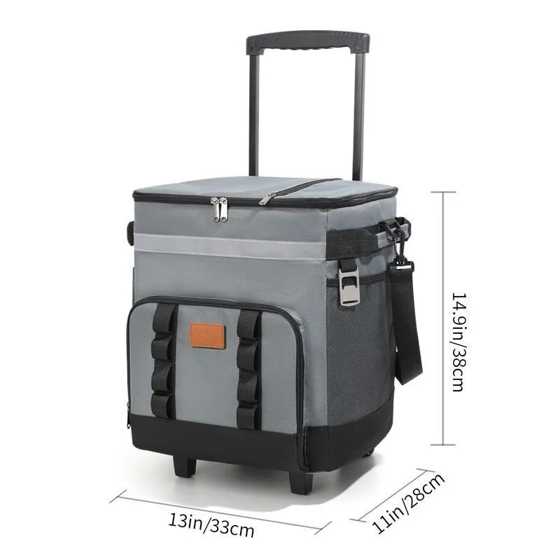 Rollbare Kühltasche mit Griff, große isolierte Tragetasche für Picknick, Camping, Auto, Reisen, Roll-Thermo-Lunchbox, tragbar