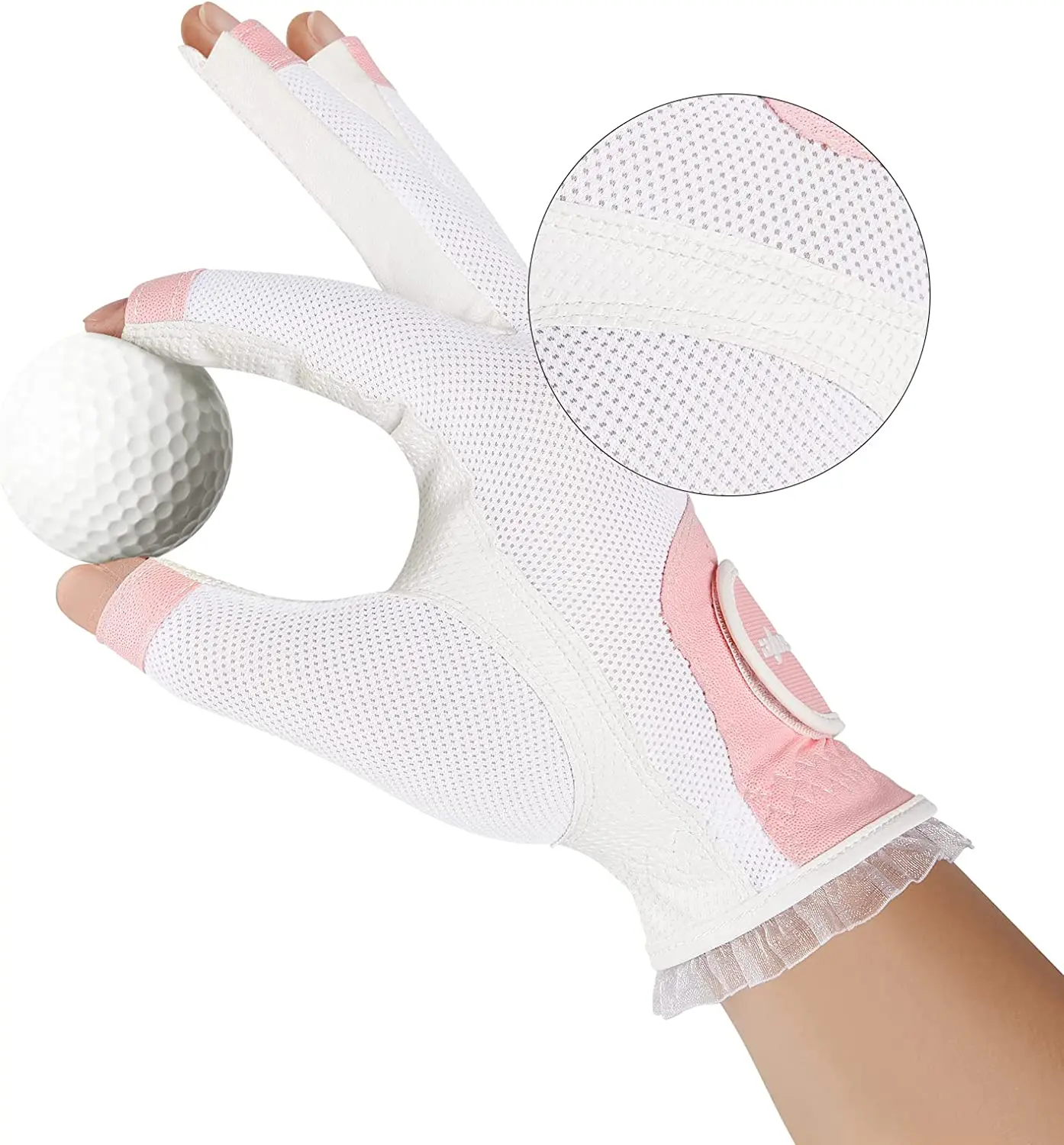 Wosofe-guantes de Golf de cuero suave para mujer, accesorio de agarre Extra transpirable, medio dedo, 1/3, 1 par