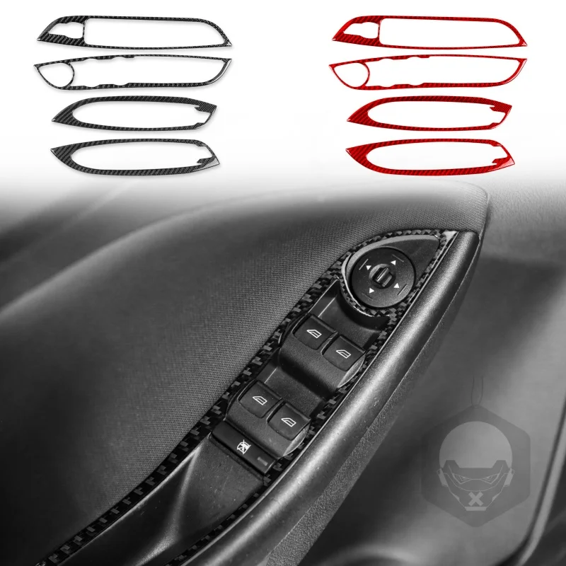

For Ford Focus SE RS ST Ecoboost 2015 2016 2017 2018 Real Soft Carbon Fiber Sticker LHD RHD Car Window Lift Button Panel Trim