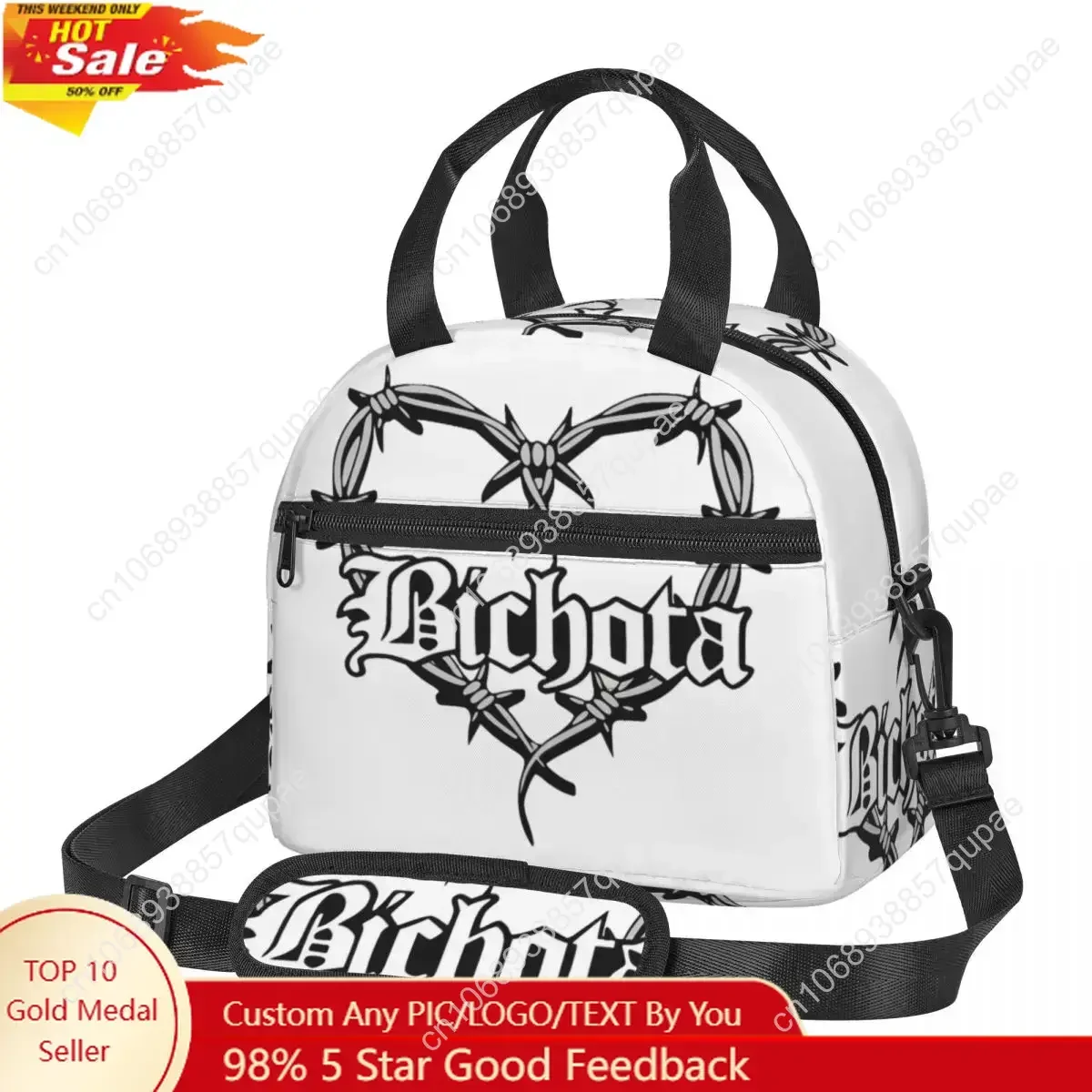 

Karol G Bichota Heart Large Thermal Insulated Lunch Bag With Adjustable Shoulder Strap Rapper Reusable Food Bag Lunch Boxes