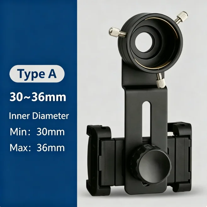 30-61mm Universal Metal Phone Adapter – Fits Slit Lamp, Telescope, Microscope, Sturdy Holder for Video & Photo