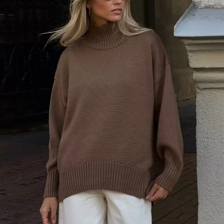 

Loose Casual Color Knitted Sweater High Ne Pullover Versatile Autumn Winter Faion Women's Premium Quali Knitwear