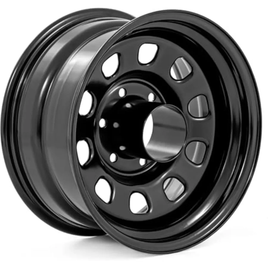 Black Steel Wheel - 15x8, 5x4.5 Bolt Pattern, 19mm Offset, 3.30 Bore, Heavy-Duty D-Window Off-Road Rim for Trucks and s