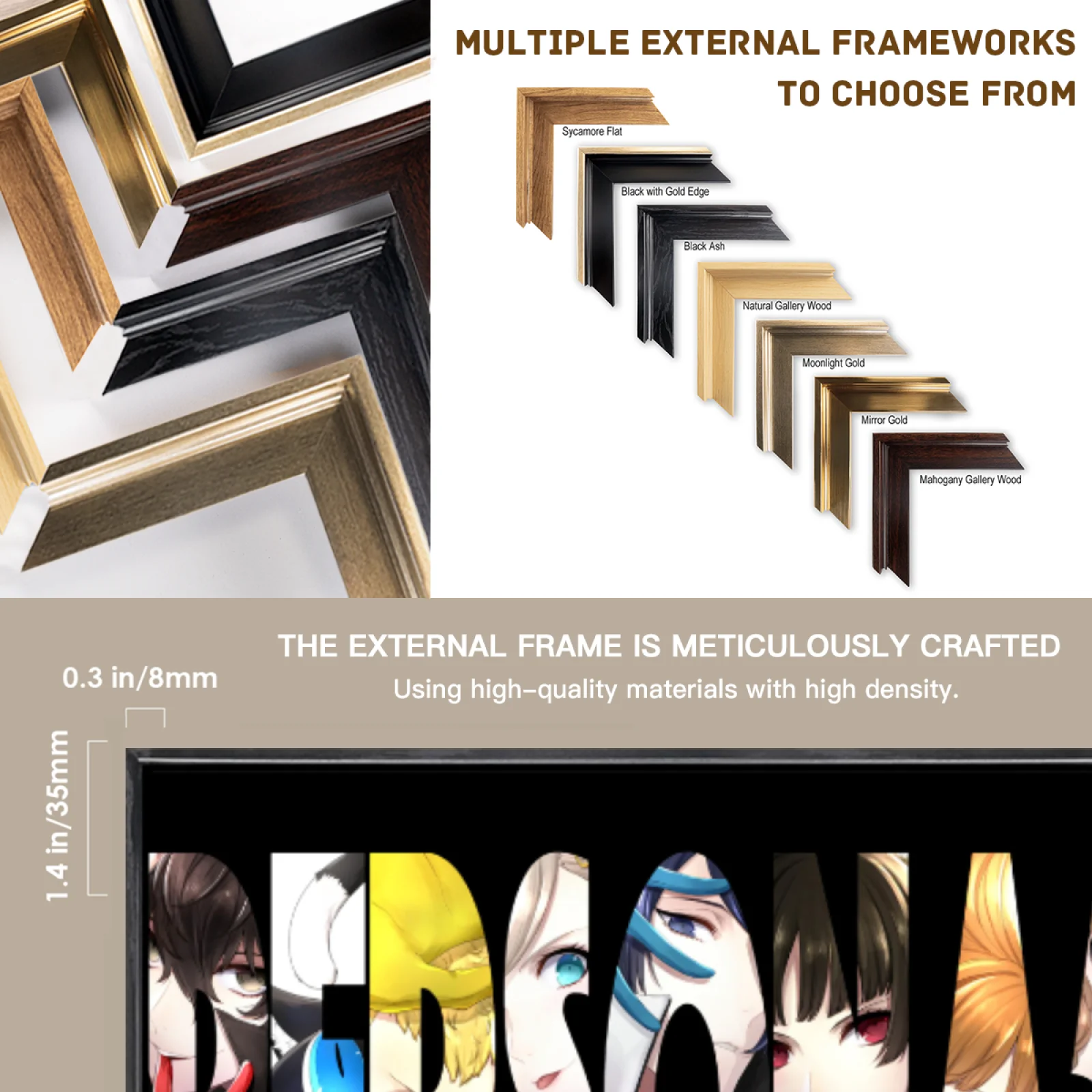 Pôster de lona de vários tamanhos de mangá japonês, arte de parede com moldura dupla, decoração de casa de almas escuras para sala de estar e quarto