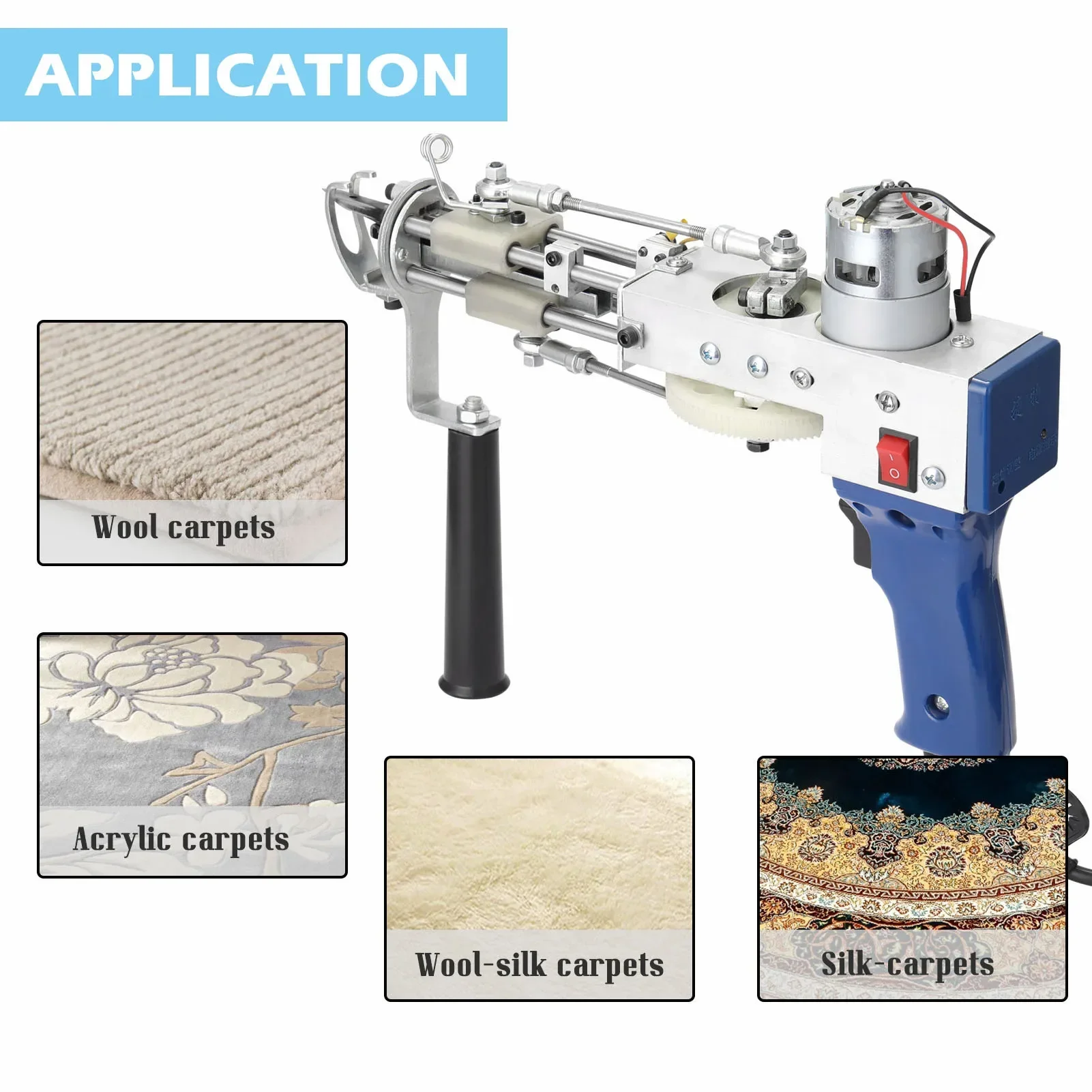 Electric Carpet Tufting Gun Weaving Machine Professional Flocking Device Embroidery Tool Cut-Pile Loop Pile Knitting Equipment