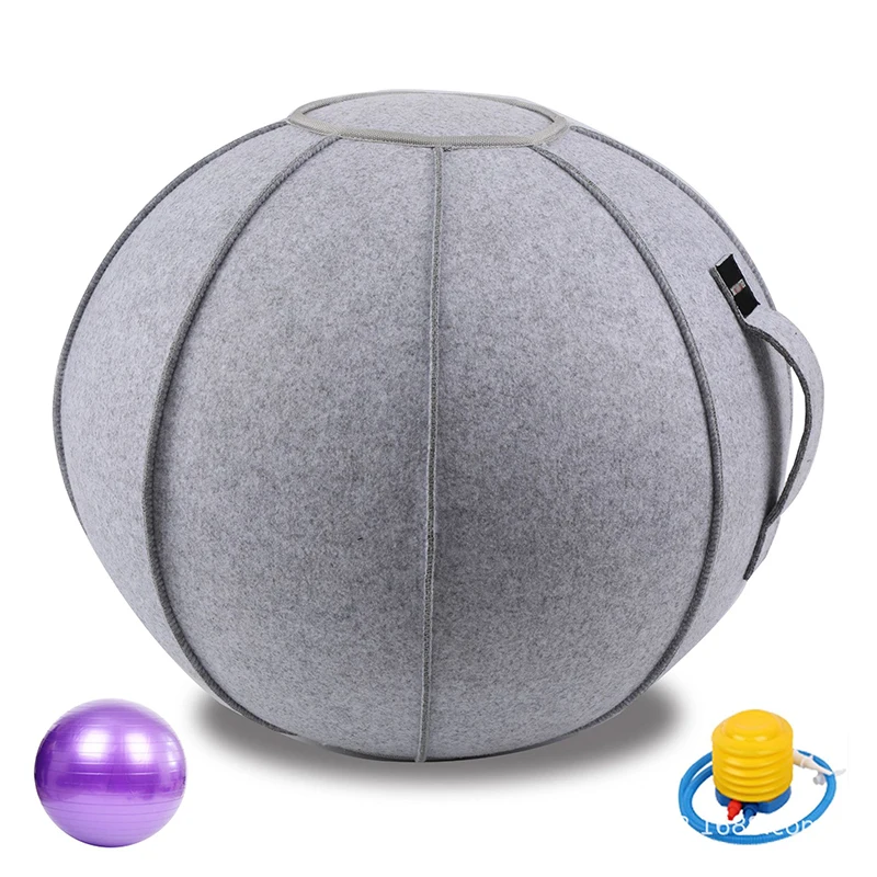 Gym Muscle Training Fitness Yoga Ball With Handle and Cover Home Office Seating Chair Exercise Ball for Pilates Stretching