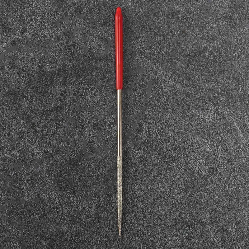 Lapidary-limas de diamante de cola de rata redonda, tono plateado rojo, 3Mm X 140Mm