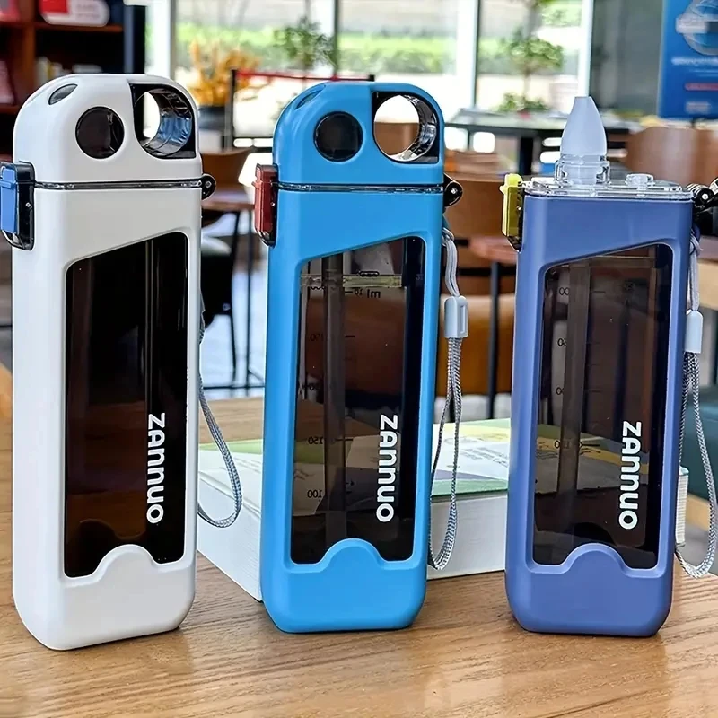 زجاجة ماء بلاستيكية بغطاء قابل للقفل ، كوب مربع مقاوم للتسرب ، مناسب لممارسة الرياضة في الهواء الطلق ، كوب سفر ، من من من من من الخارج ، من الخارج