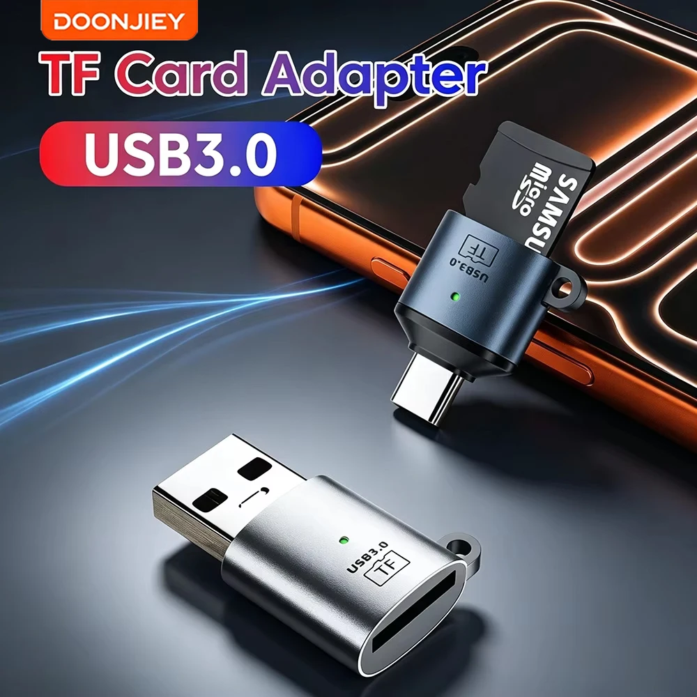 DOONJIEY USB 3.0 Type C TF Card Reader Adapter High Speed Data Transfer Memory Card Reader for Phone Laptop PC Computer