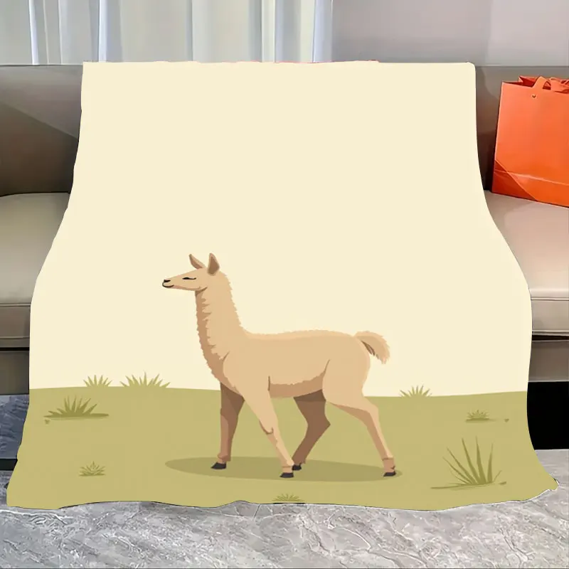 

1pc Flannel Blanket Cozy Alpaca Design Blanket - Soft Flannel for Living Room Decor
