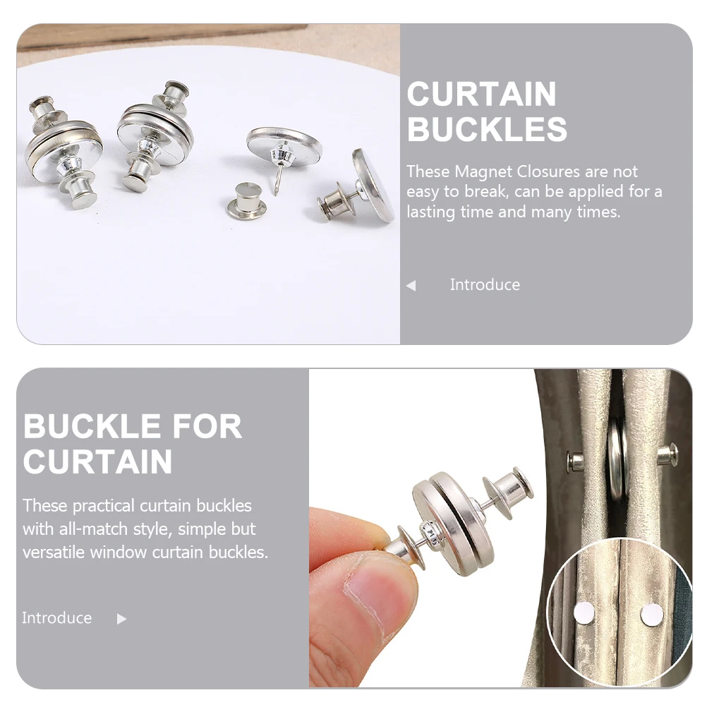 

18 Pairs 17MM Silver Curtain Magnetic Buckle Drapery Holdbacks Tiebacks Clips Strong Magnet Punch Free Metal DIY Decorative