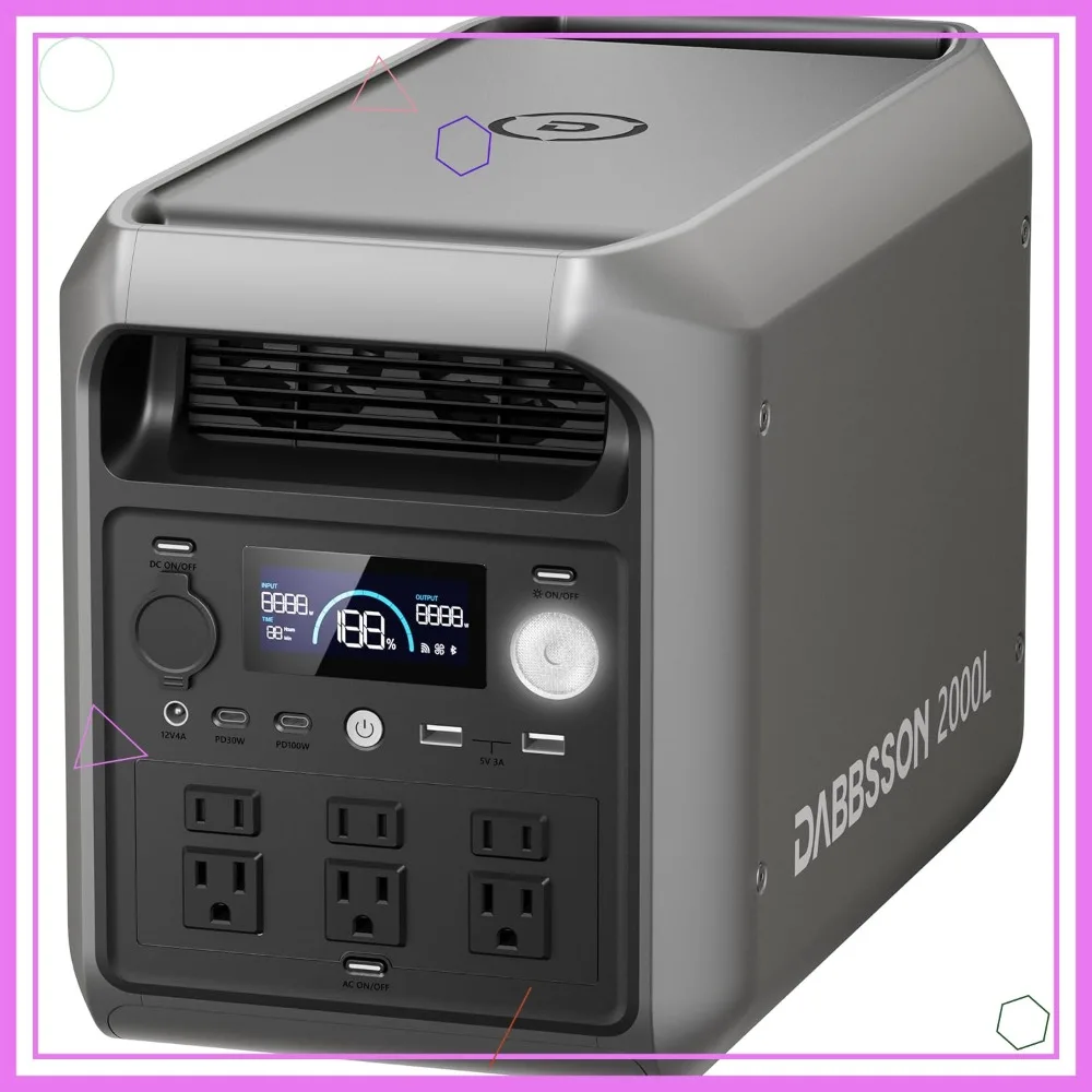 2048Wh Tragbare Powerstation, 3300W Boost, 2200W AC×6, LiFePO4-Akku, Solargenerator für Camping, Zuhause und Wohnmobil