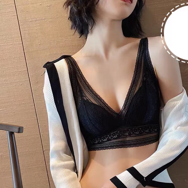 Women Wire Free Thin Bra Vest Adjustable Bra Lace Tube Top Seamless Brassiere Bras Girls Breathable Bralette