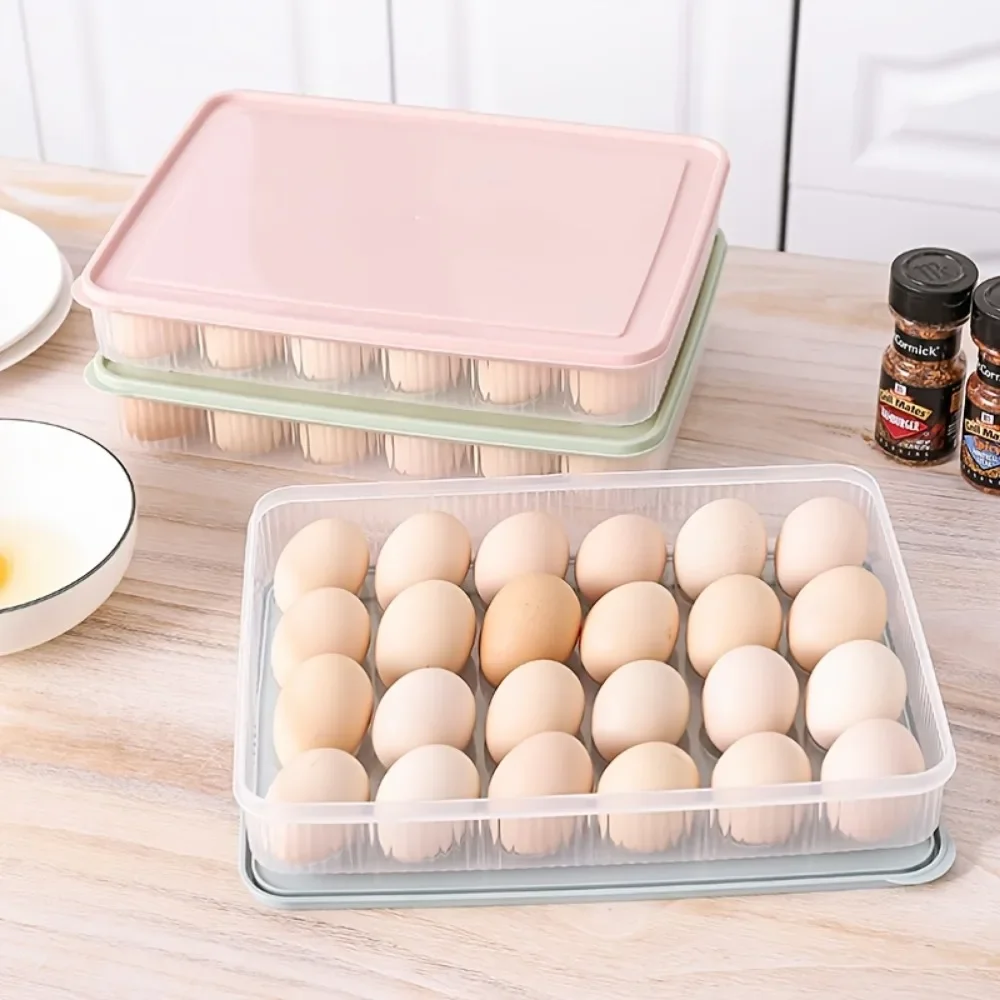 1pc Refrigerator Egg Crisper Fresh-keeping Box 15/24 Grids Egg Storage Compartment Kitchen Transparent Plastic Thickened Egg Box