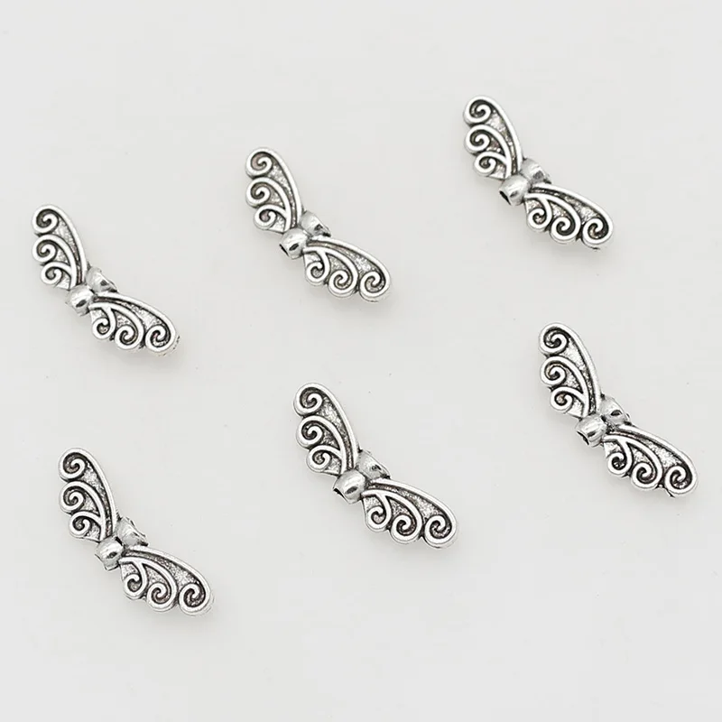 50pcs/Lot Pretty Butterfly Wings Charm Loose Beads 21x7mm Handmde Alloy Jewelry Spacer End Beads Buckle DIY Earrings Bracelets