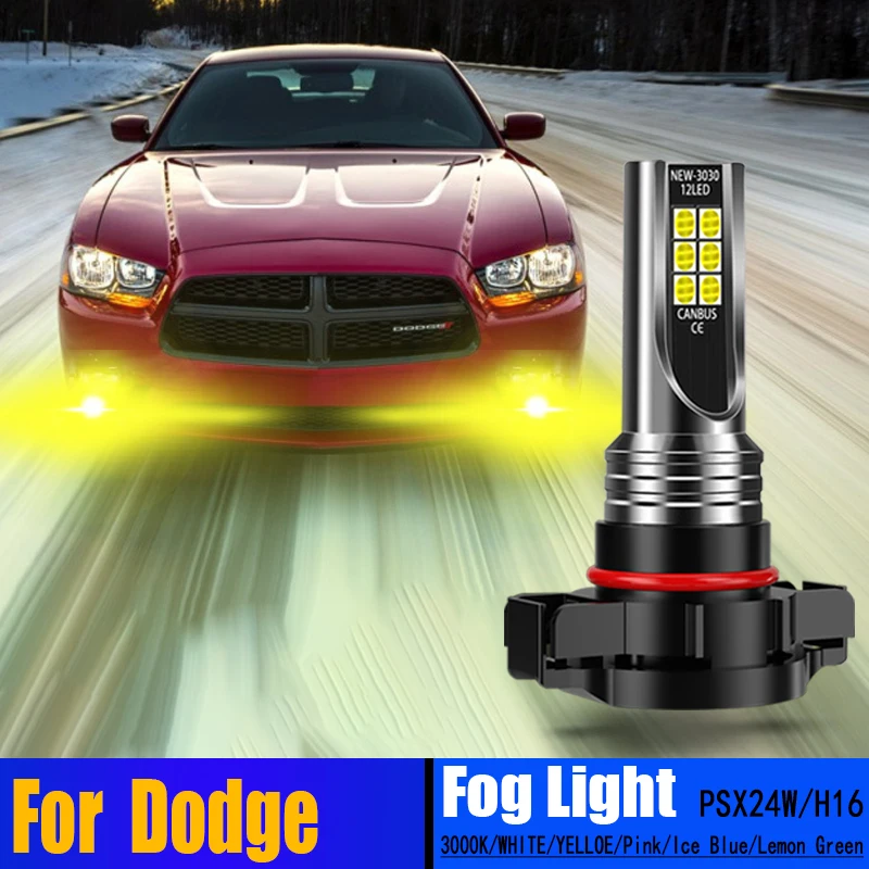 2pcs LED Fog Light Bulbs Lamp H16EU PSX24W 2504 For Dodge Avenger Caliber Charger Durango Journey Nitro Grand Caravan Challenger