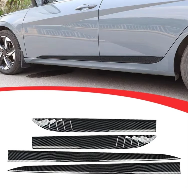 Car black /carbon fiber  Door Side Skirt Stickers  Racing Sport Body Decor  Car Accessories for Elantra 2021-2023