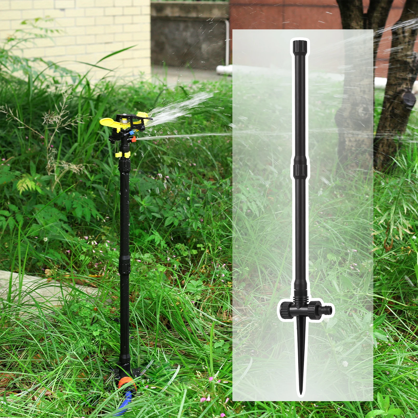 Adjustable Rocker Impact Sprinkler Garden Agriculture Watering Nozzle Lawn Irrigation Watering 360° Rotary Jet Extension Tube