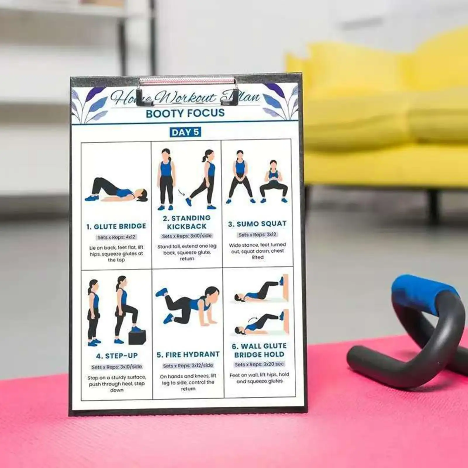 Workout Chart 6 Pieces Follow-through Home Gym Fitness Guide Yoga Muscle Engagement Action Chart For Dorm Office Apartment