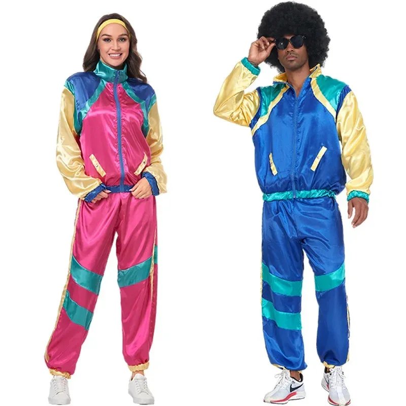 Sky02 สุภาพสตรีฮาโลวีน Retro Disco 70s คู่เข้าร่วม Hippie Dance Hip-Hop คอสเพลย์เครื่องแต่งกายประสิทธิภาพแฟน Bir88Ji