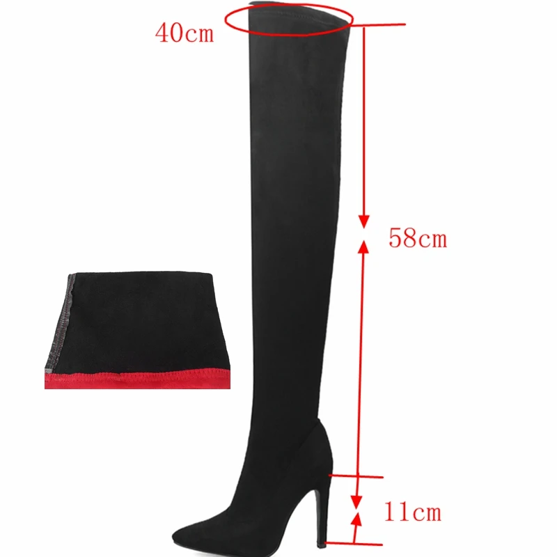 Brand New Women\'s Shoes Plus Large Big Size 48 Over The Knee Boots 11cm Stiletto Thin High Heel Sexy Party Boots Botins 2023