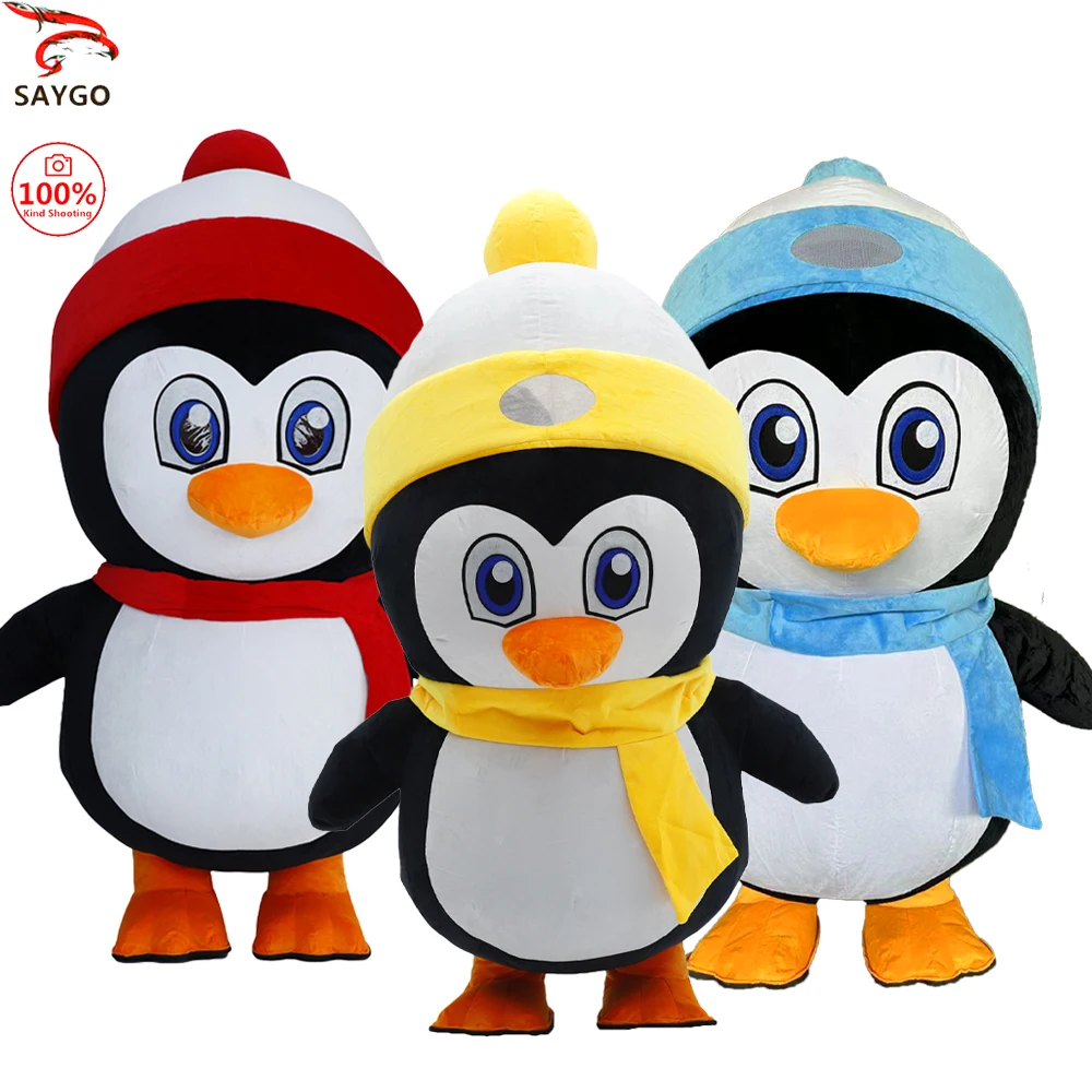 

SAYGO Inflatable Hat Penguin Costume Mascot Parade Adult Character Cosplay Animal Halloween Christmas Party Event Plush Set