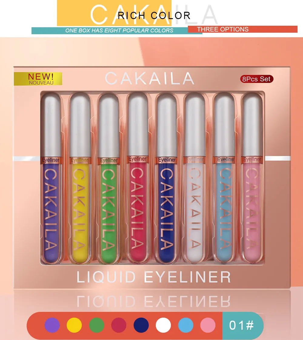 CAKAILA 8-Color Nourishing and Long-lasting Anti-Halo Liquid Eyeliner Set