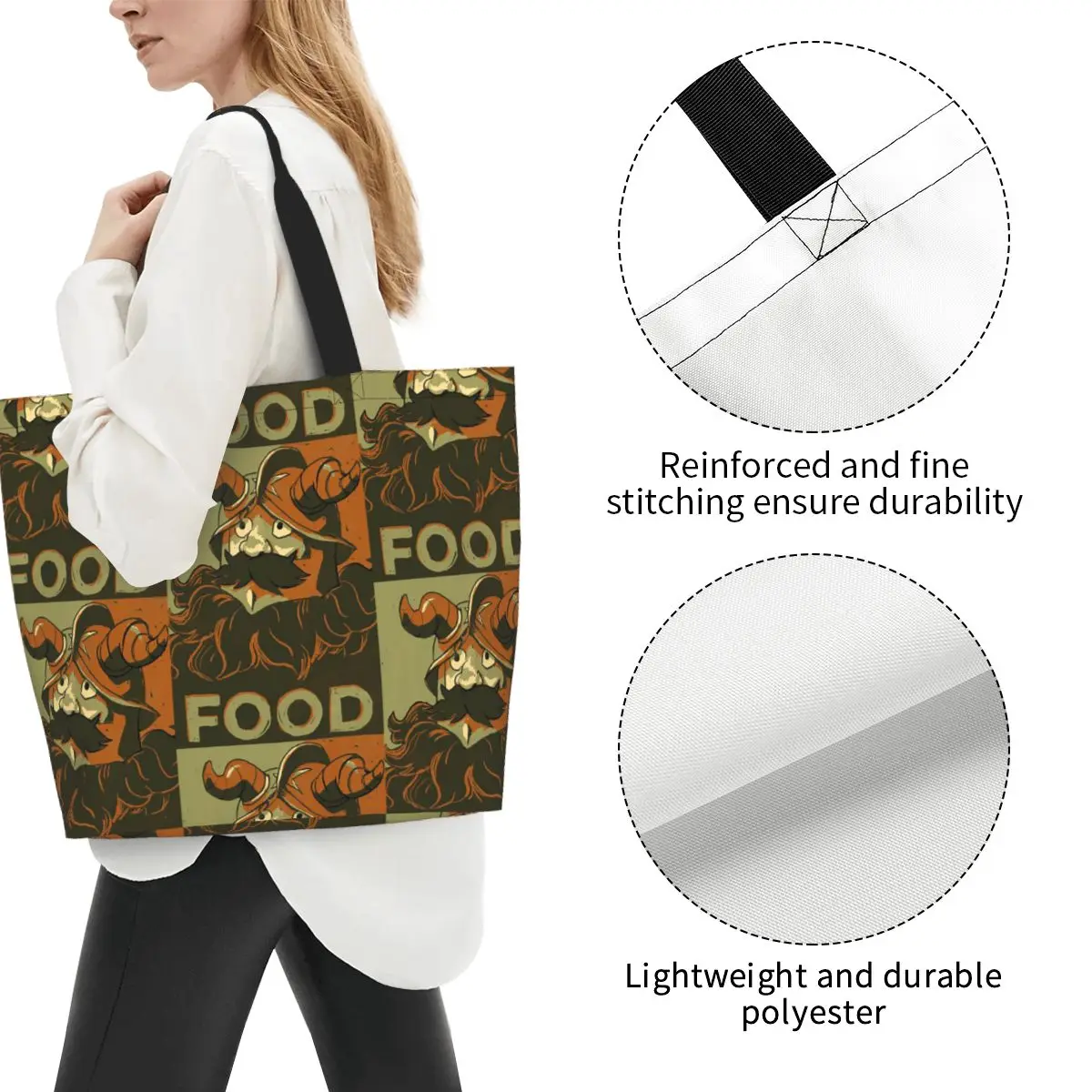 Senshi For Food Delicious In Dungeon Shopping Tote Bag Canvas Large Capacity Shoulder Bags Shopper Grocery Handbag for Women