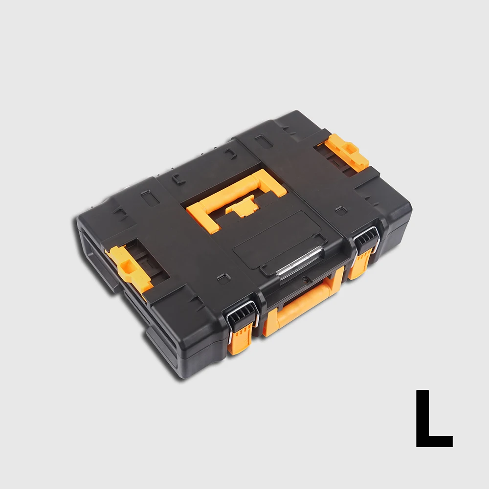Heavy Duty Stackable Tool case with Metal Locking Latches, Ergonomic Pulling Handle & Big Wheels