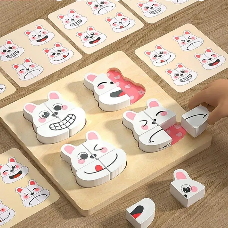 Bunny Wooden Puzzle Educational Bunny Shape Matching Toys Portable Early Education Toys Cute Puzzle Board For Fine Motor Skills