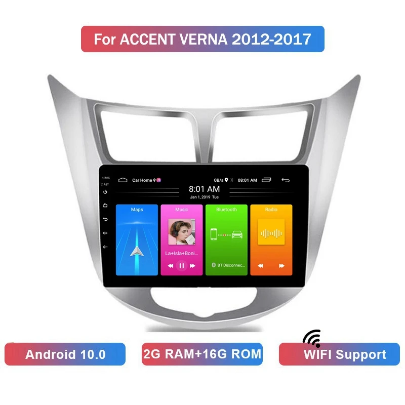 

9 Inch 2 Din Android 10.0 Car MP5 Player Radio 2+16GB Wifi Bluetooth GPS Navigation For Hyundai Accent Verna 2010-2016