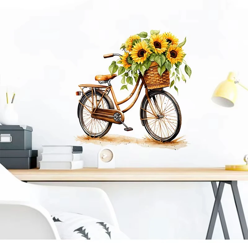 Sunflowers Bouquet Wall Sticker Bathroom Toilet Decor Living Room Cabinet Refrigerator Home Decoration Waterproof Decals S941