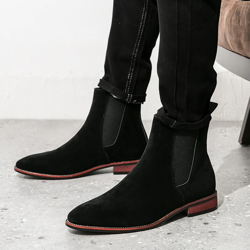 Men Classic Retro Chelsea Boots Pointed Matte Leather Men\'s Ankle Boots Black Brown Size 38-46 Men boots