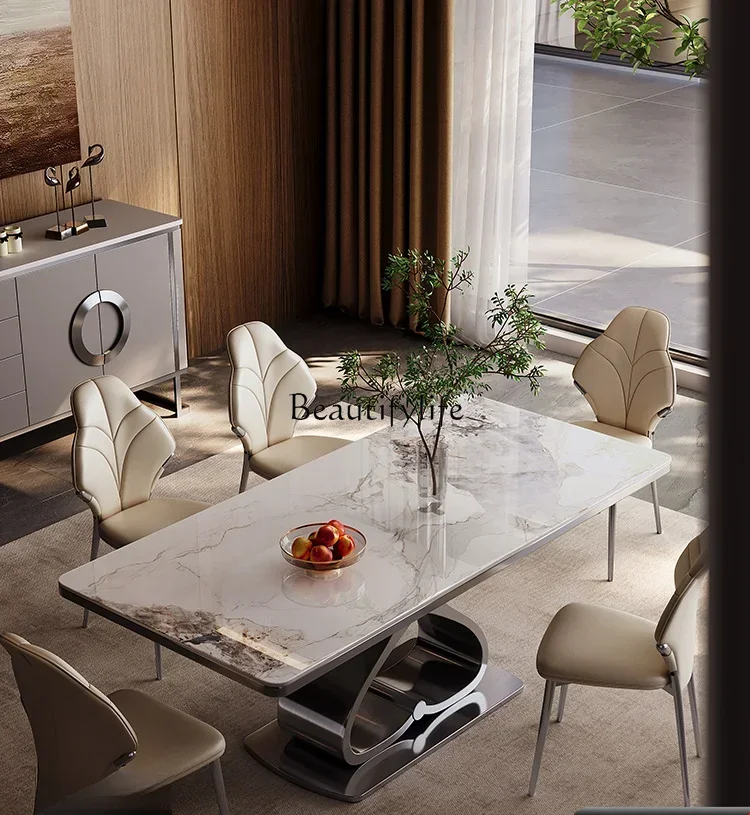 

FG40Italian Stone Plate Dining Table Home Modern Simple Small Apartment Light Luxury High-Grade Rectangular