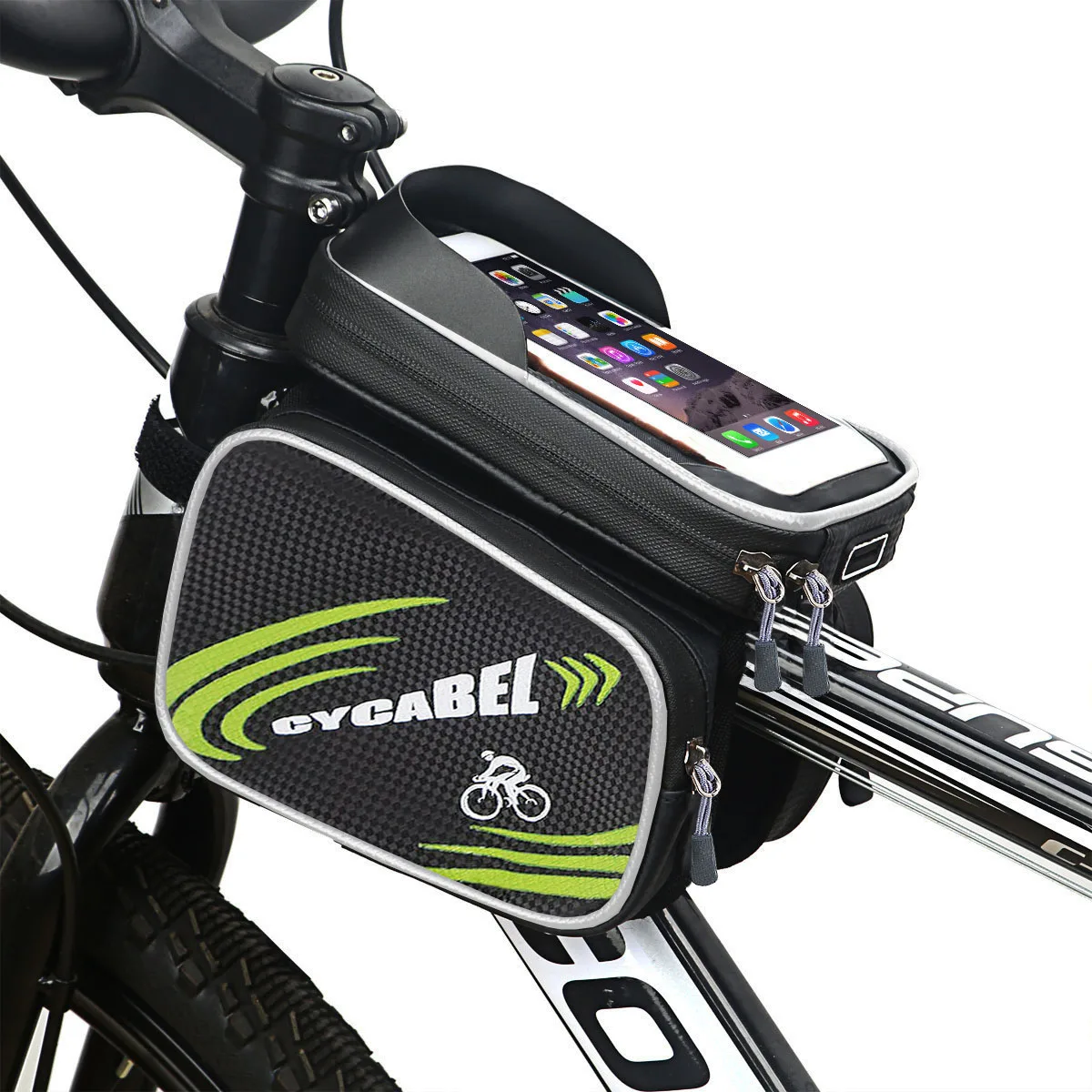 Borsa per telaio anteriore della bici del telefono da 7 pollici Touch Screen impermeabile guscio rigido borse portaoggetti per tubo superiore della