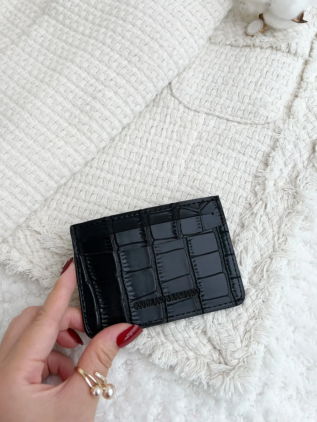 

SOUTHLAND&KANGAROO Crocodile Pattern Stone Pattern Wallet Card Bag Card Driver's License Storage Bag Card Bag Purse Small Wallet