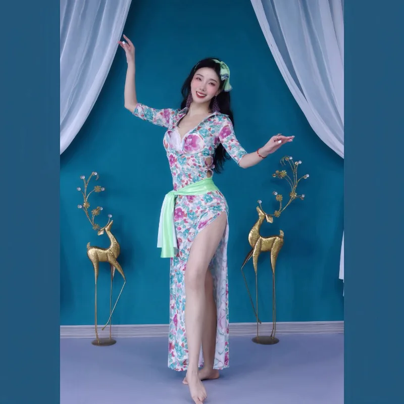 Aangepaste nieuwe buikdans kostuum oefenjurk Folk Robe Balady Shabby Saidi Design beginners groepsdansjurk