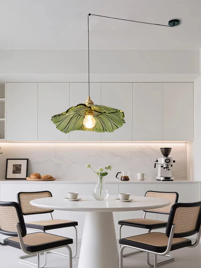 Green Glass Hanging Lamp Home Decor Indoor Lighting Switch Bedroom Living Room Dining Modern Pendant Light Ceiling Chandeliers