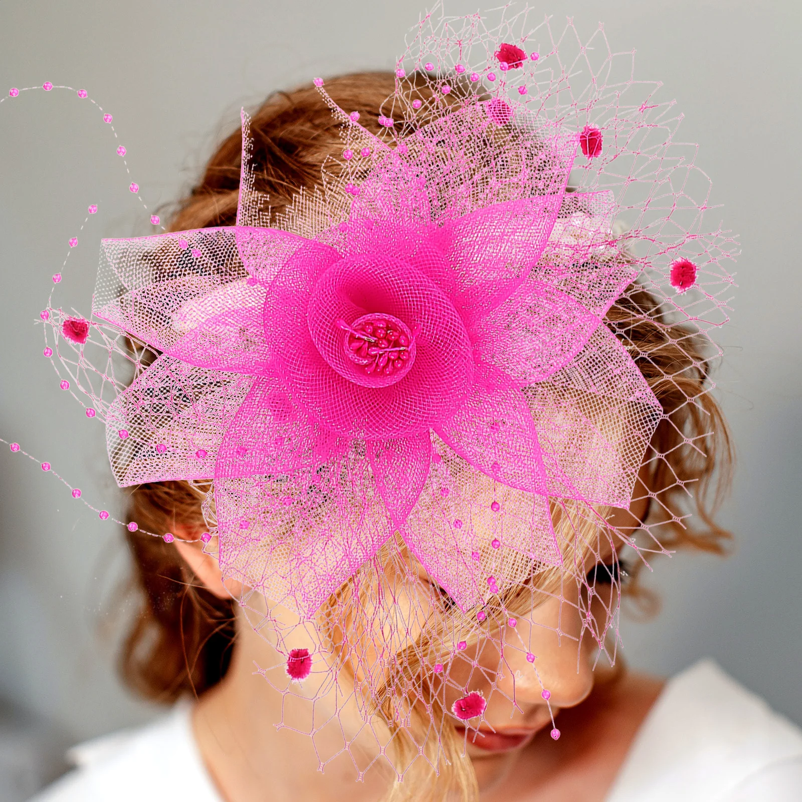 

Women'S Mesh Fascinator Headband Elegant Tea Party Hair Accessory Wedding Christmas Valentine'S Day Celebration Feminine