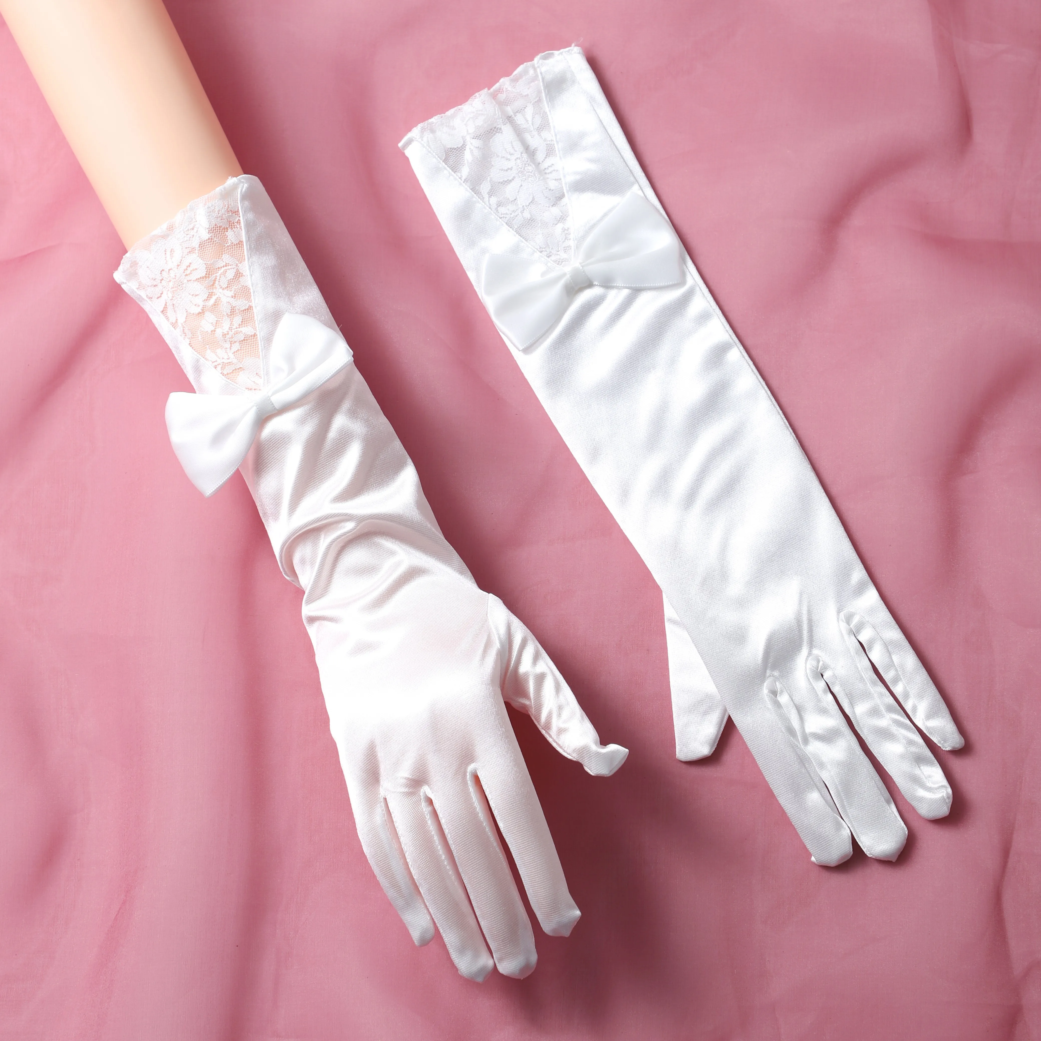 New super fairy white lace tulle long bridal photo wholesale gloves