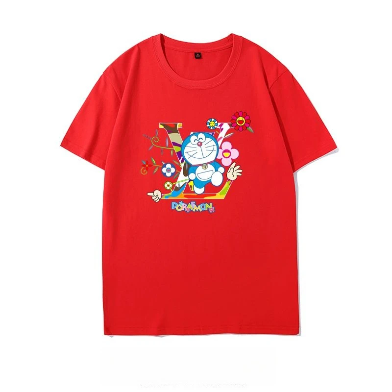

Blue Fatty Dora A Dream Printed Shirt Short Sleeve Pure Cotton Novel Style High Quality Same for Men and Women