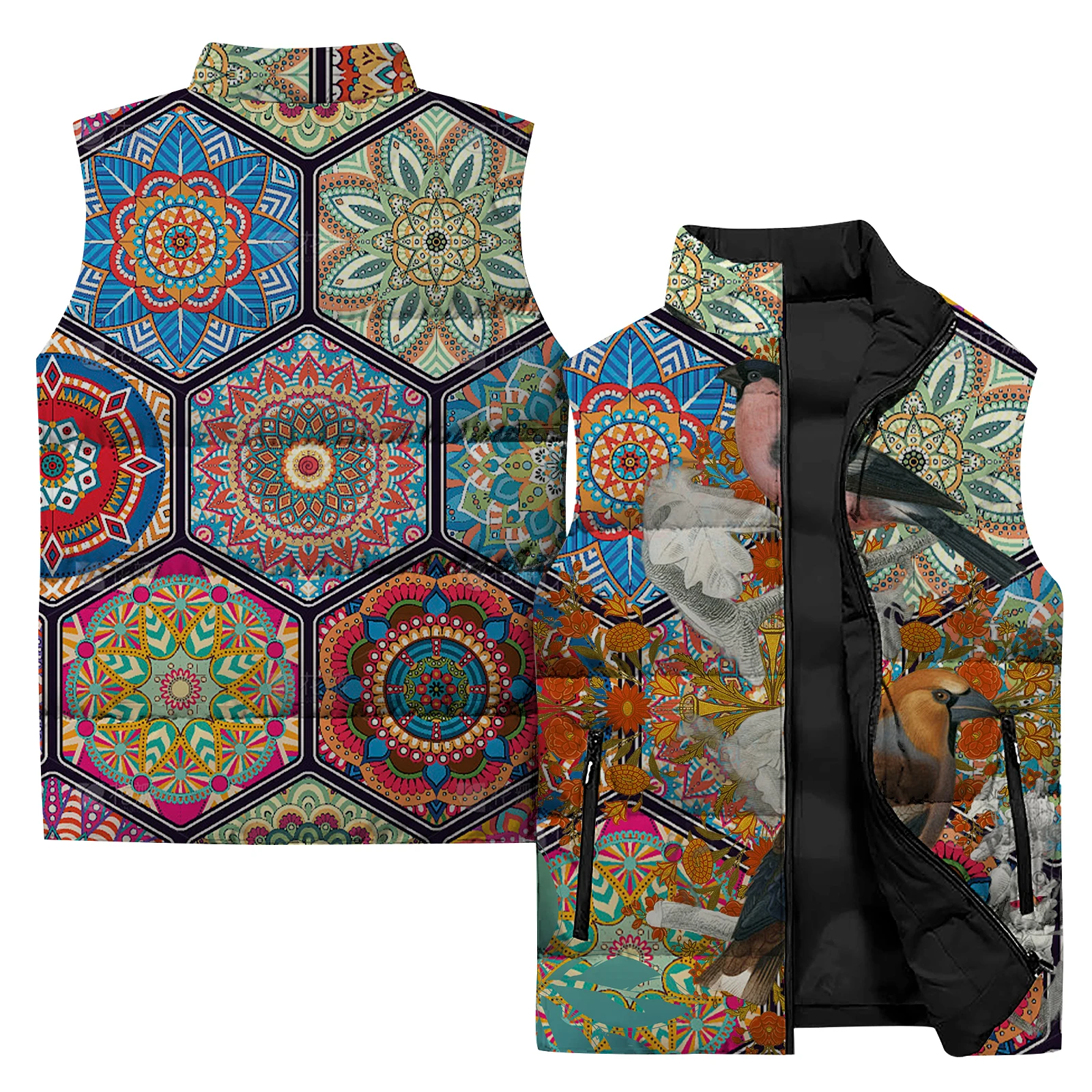 Cool Man Jackets Mosaic Cold Wind Vest for Men Stylish Design Mens Clothing Beauty 3D Printing Men's Vests Man Japanese Anime